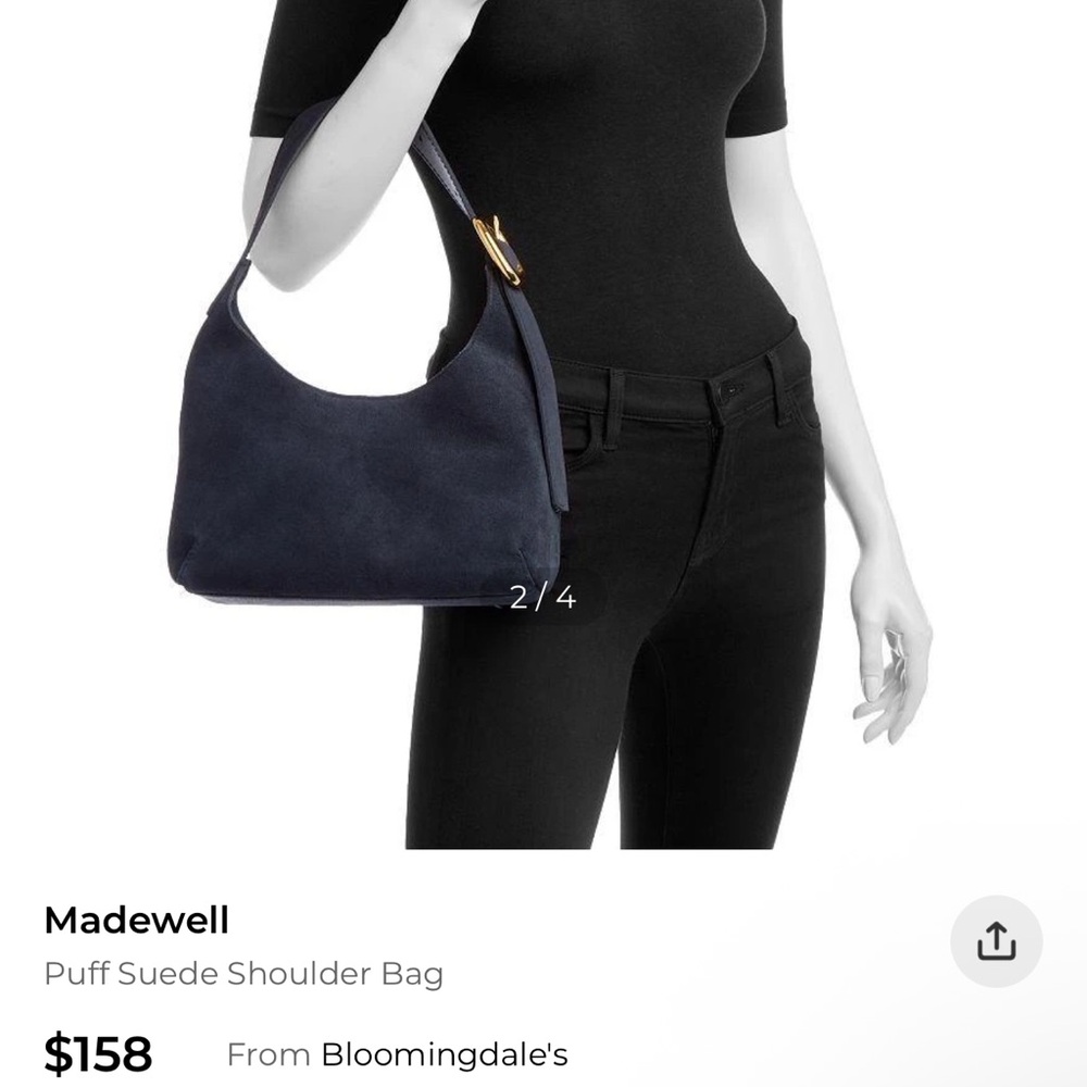 Madewell Puff Buckle Suede Shoulder Bag- NWOT
